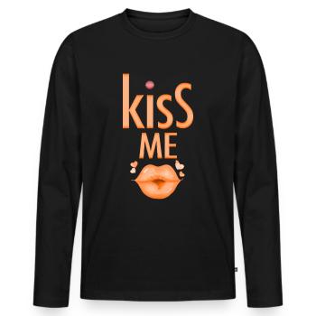 Embrasse-moi La fête - T-shirt manches longues Premium bio Homme - noir - Devant - Nico (187cm)