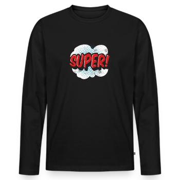 SUPER COMICSTYLE GRAFFITI COMIC 80s MOTIF GIFT - Men's Premium Organic Long Sleeve Shirt - black - Front - Nico (187cm)