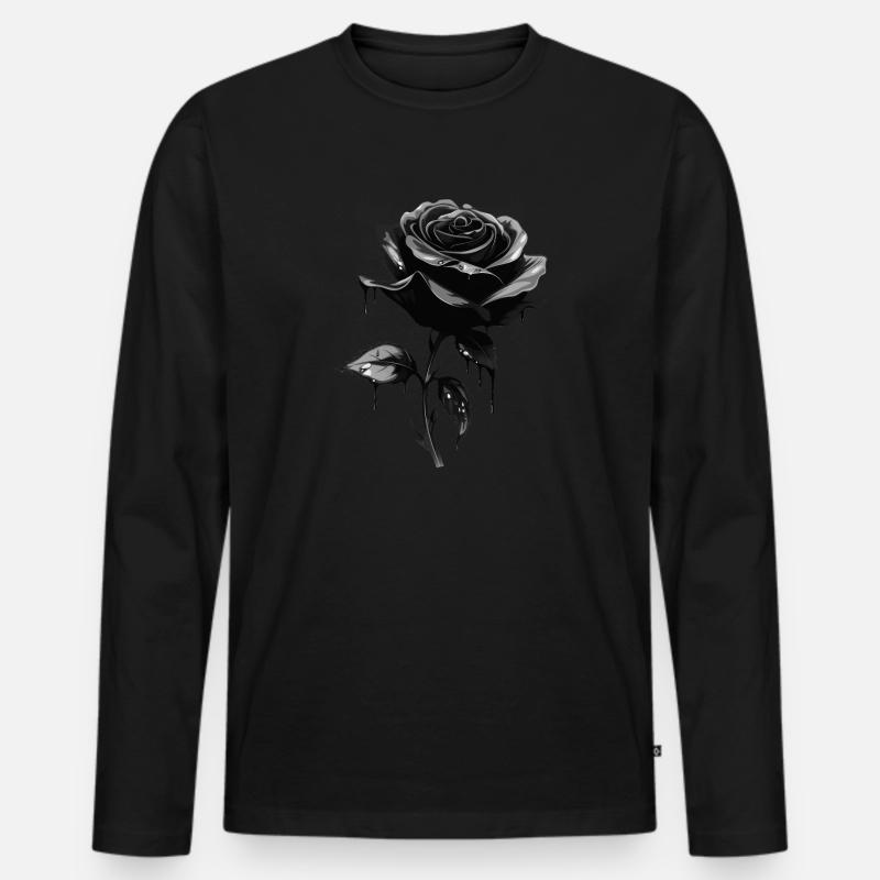 Schwarze Rose Goth Gothic - Männer Premium Bio Langarmshirt - Schwarz