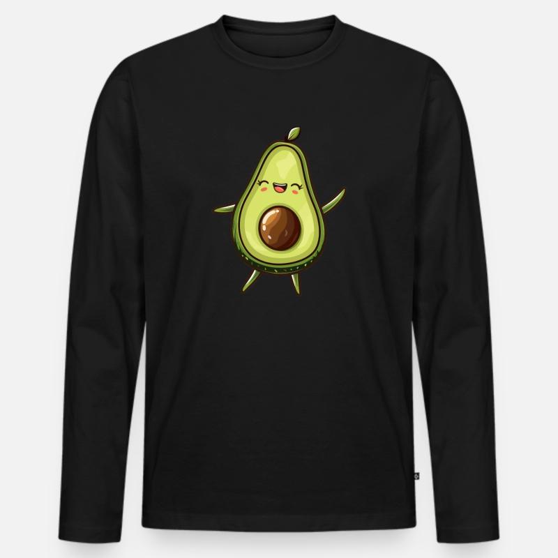 Avocado Süß Kawaii - Männer Premium Bio Langarmshirt - Schwarz