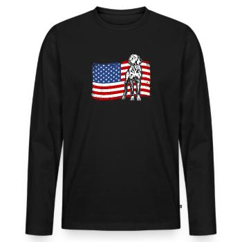 Vizsla US Amérique Drapeau Chiens Chien Wilsigns - T-shirt manches longues Premium bio Homme - noir - Devant - Nico (187cm)