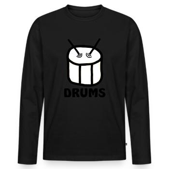 drums Schlagzeug Band Musik Trommel - Männer Premium Bio Langarmshirt - Schwarz - Vorne - Nico (187cm)