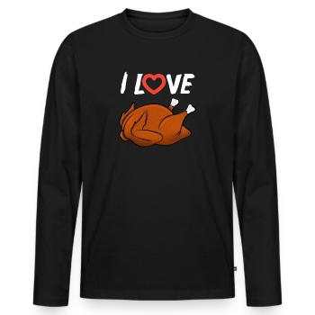 I Love Grilled Chicken - Men's Premium Organic Long Sleeve Shirt - black - Front - Nico (187cm)