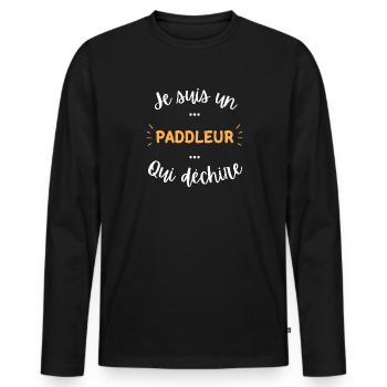 Je suis un paddleur qui déchire - T-shirt manches longues Premium bio Homme - noir - Devant - Nico (187cm)