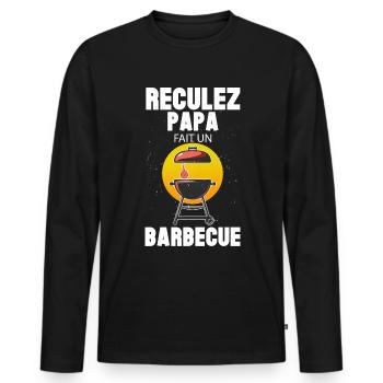 Papa Fait Un Barbecue Reculez - T-shirt manches longues Premium bio Homme - noir - Devant - Nico (187cm)