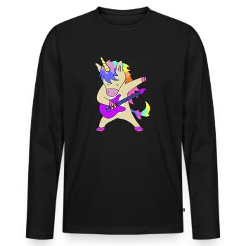 Unicorn with Guitar | funny pictures, concert - Men's Premium Organic Long Sleeve Shirt - black - Front - Nico (187cm)