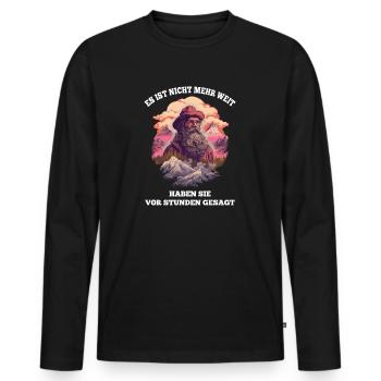 Wandern es ist nicht mehr weit - Männer Premium Bio Langarmshirt - Schwarz - Vorne - Nico (187cm)
