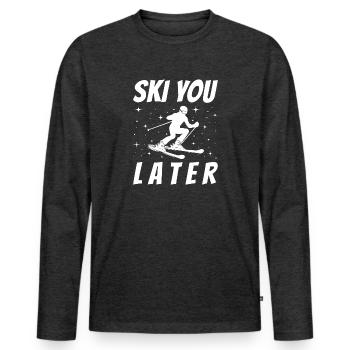 witzige Ski Sprüche Skisport Skifahren - Männer Premium Bio Langarmshirt - Anthrazit meliert - Vorne - Nico (187cm)