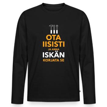 Have your dad fix it right - Men's Premium Organic Long Sleeve Shirt - black - Front - Nico (187cm)