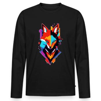 bunter comic Fuchs - Männer Premium Bio Langarmshirt - Schwarz - Vorne - Nico (187cm)