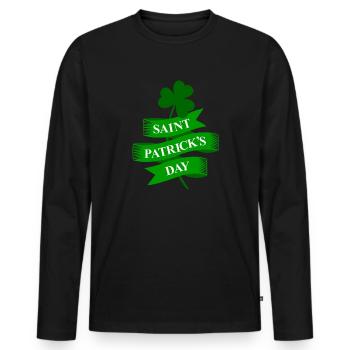 Jour cadeau de vacances Irlande Saint Patrick - T-shirt manches longues Premium bio Homme - noir - Devant - Nico (187cm)
