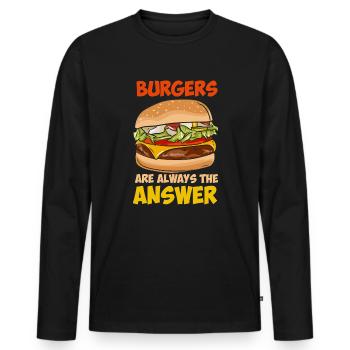 Les hamburgers sont toujours la réponse - T-shirt manches longues Premium bio Homme - noir - Devant - Nico (187cm)