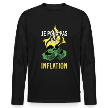 Je Peux Pas J'ai Inflation - Humour Tendance - T-shirt manches longues Premium bio Homme - noir - Devant - Nico (187cm)
