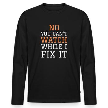 Mechanic Saying | Funny Mechanic Quote - Men's Premium Organic Long Sleeve Shirt - black - Front - Nico (187cm)