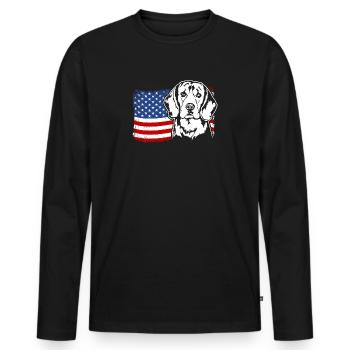 Beagle US Amérique Drapeau Chiens Chien Wilsigns - T-shirt manches longues Premium bio Homme - noir - Devant - Nico (187cm)