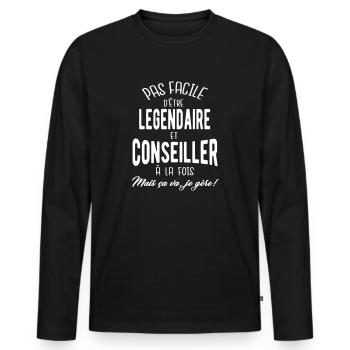 Nicht leicht zu seinen Berater und legendär - Männer Premium Bio Langarmshirt - Schwarz - Vorne - Nico (187cm)