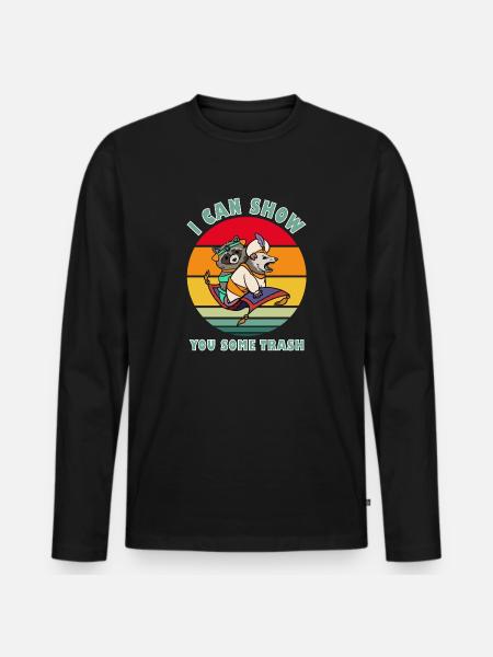 Ik kan je wat vuilnis laten zien - Mannen Premium Bio shirt met lange mouwen - zwart