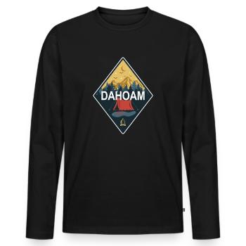 Dahoam - Berge Wandern Natur Mundart Dialekt - Männer Premium Bio Langarmshirt - Schwarz - Vorne - Nico (187cm)