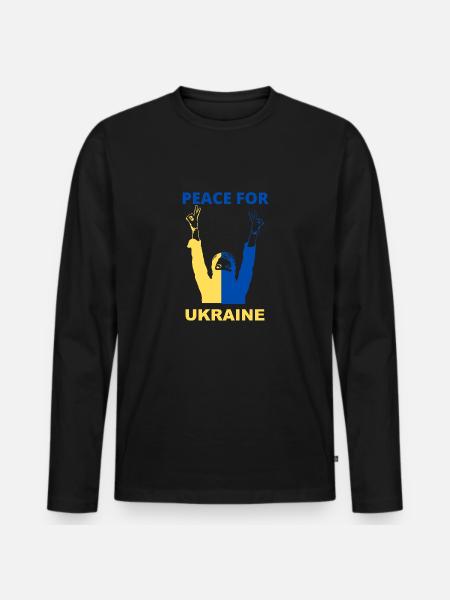 PEACE FOR UKRAINE - Men's Premium Organic Long Sleeve Shirt - black