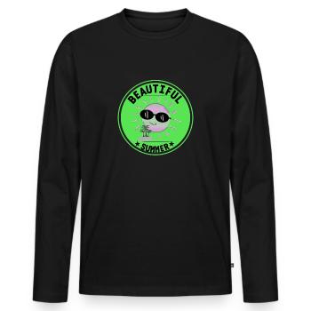 BEAUTIFUL SUMMER - Männer Premium Bio Langarmshirt - Schwarz - Vorne - Nico (187cm)