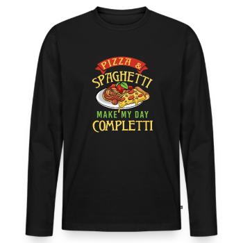 Pizza et Spaghetti Make Me Completti Pâtes Cuisine - T-shirt manches longues Premium bio Homme - noir - Devant - Nico (187cm)