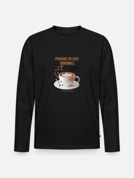 Prenons un café ensemble - T-shirt manches longues Premium bio Homme - noir