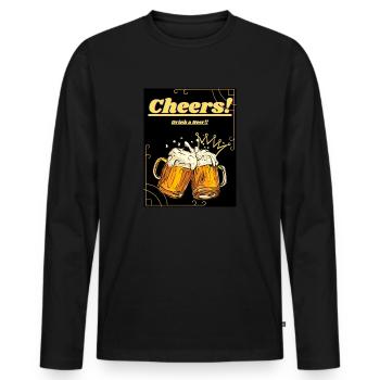 Cheers! - Men's Premium Organic Long Sleeve Shirt - black - Front - Nico (187cm)