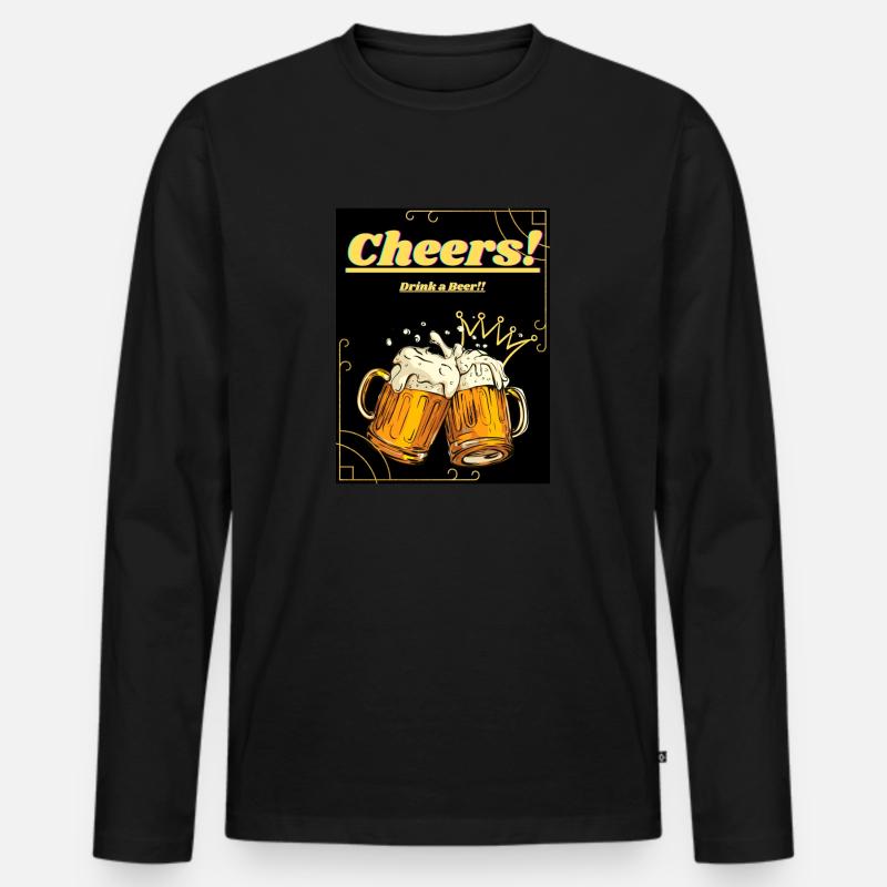 Cheers ! - Männer Premium Bio Langarmshirt - Schwarz