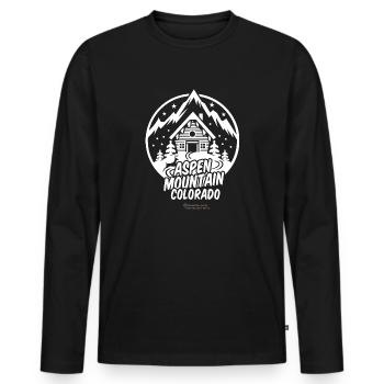 Aspen Mountain Skigebiet - Männer Premium Bio Langarmshirt - Schwarz - Vorne - Nico (187cm)