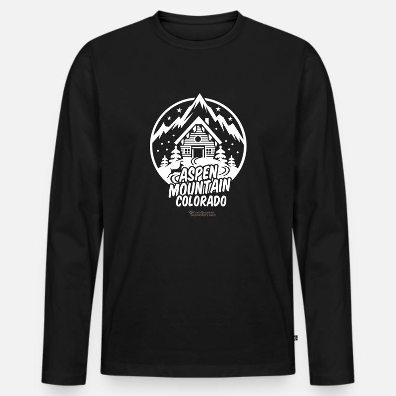 Aspen Mountain Skigebiet - Männer Premium Bio Langarmshirt - Schwarz