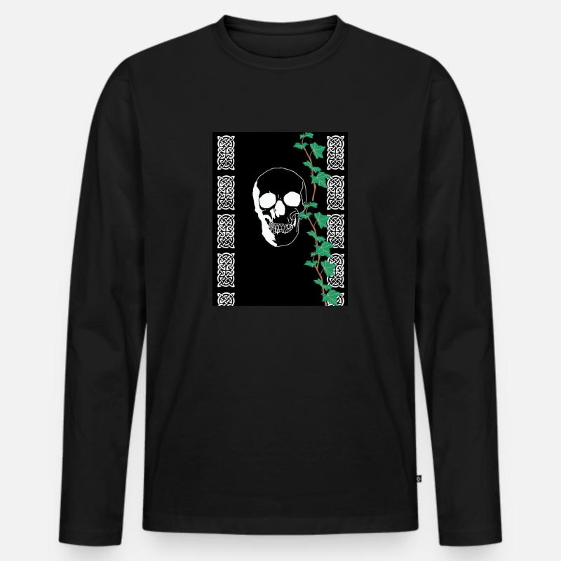 Weißer Schädel - Männer Premium Bio Langarmshirt - Schwarz
