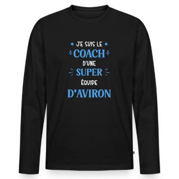 Coach super equipe de Aviron - T-shirt manches longues Premium bio Homme - noir - Devant - Nico (187cm)