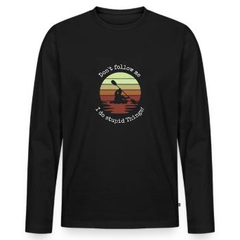 Ne me suivez pas - je fais des choses stupides - T-shirt manches longues Premium bio Homme - noir - Devant - Nico (187cm)