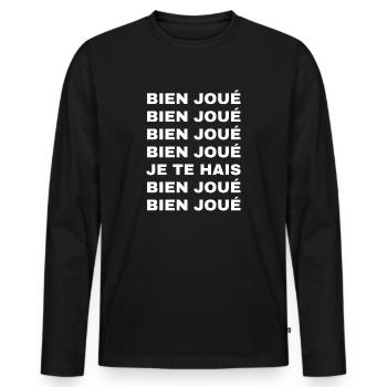 bien joué - T-shirt manches longues Premium bio Homme - noir - Devant - Nico (187cm)