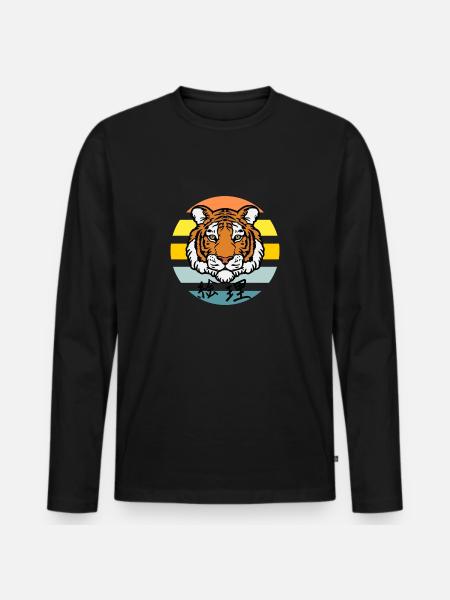 Tiger #4 - Männer Premium Bio Langarmshirt - Schwarz