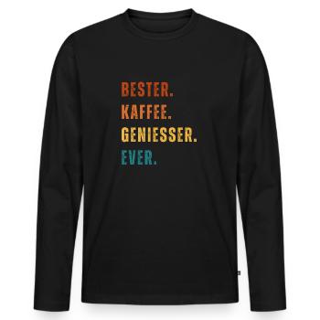 Bester Kaffee Geniesser Ever - Männer Premium Bio Langarmshirt - Schwarz - Vorne - Nico (187cm)