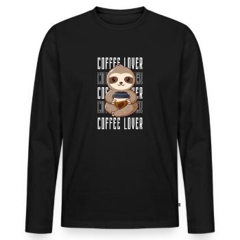 Coffee Lover Coffee Gifts - Men's Premium Organic Long Sleeve Shirt - black - Front - Nico (187cm)