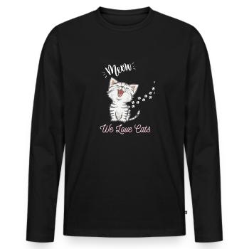 We love Cats - Men's Premium Organic Long Sleeve Shirt - black - Front - Nico (187cm)