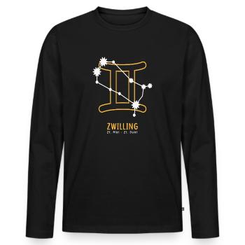 Sternzeichen Illustration Zwilling - Männer Premium Bio Langarmshirt - Schwarz - Vorne - Nico (187cm)