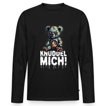 Zombie Teddy Halloween Horror Monster Knuddel Mich - Männer Premium Bio Langarmshirt - Schwarz - Vorne - Nico (187cm)
