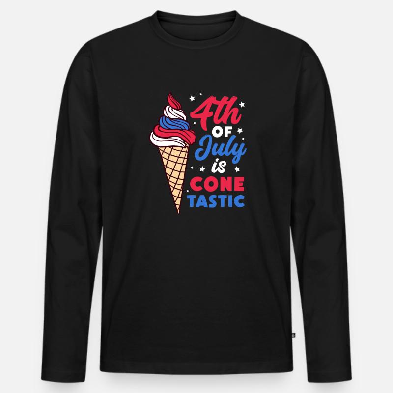 4th of July is cone-tastic - Männer Premium Bio Langarmshirt - Schwarz