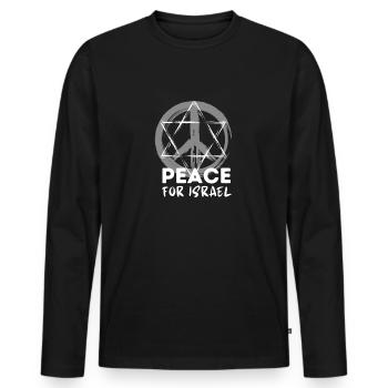 Paix pour Israël Guerre de paix Bande de Gaza - T-shirt manches longues Premium bio Homme - noir - Devant - Nico (187cm)