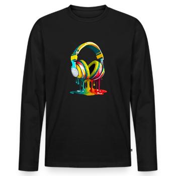 Headphones - Men's Premium Organic Long Sleeve Shirt - black - Front - Nico (187cm)