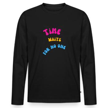 Time - Männer Premium Bio Langarmshirt - Schwarz - Vorne - Nico (187cm)