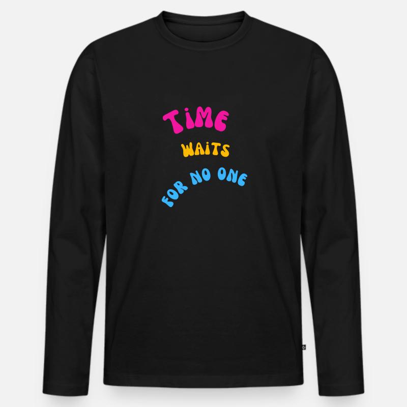 Time - Männer Premium Bio Langarmshirt - Schwarz