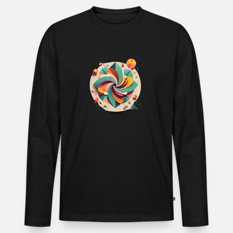 Blumen Karussell - Männer Premium Bio Langarmshirt - Schwarz