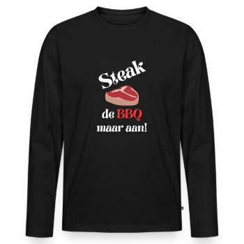 Steak the BBQ but on barbecue t shirt - Men's Premium Organic Long Sleeve Shirt - black - Front - Nico (187cm)