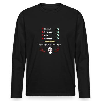 Papa barbu parfait message humour pour les papas - T-shirt manches longues Premium bio Homme - noir - Devant - Nico (187cm)