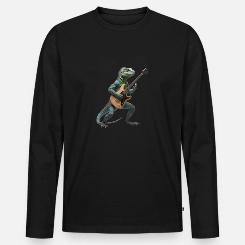 Lizard Geko Gitarre - Männer Premium Bio Langarmshirt - Schwarz