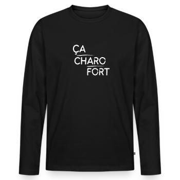 Ça charo fort motif Blanc - T-shirt manches longues Premium bio Homme - noir - Devant - Nico (187cm)